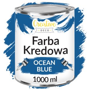 Creative Deco Farba Kredowa 1000 ml | Matowa i Zmywalna | Błękit Oceanu | Idealna do renowacji mebli, decoupage’u i dekoracji