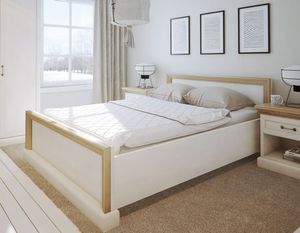 Doppelbett Royal Bett 160x200cm mit Lattenrost Pinie skandinavisch weiß Wildeiche Landhaus-Stil