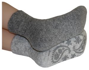 Tobeni 2 Paar feine Damen ABS Stopper Socken in modischen Farben, Farbe:Grau-Töne, Grösse:39-42