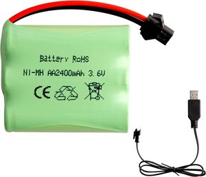 Akumulator Ni-MH AA 3,6 V 2400 mAh z kablem ładującym USB i wtyczką SM 2P - idealny do zdalnie sterowanych zabawek, oświetlenia, elektronarzędzi