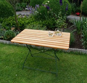 Gartentisch Klapptisch Tisch Esstisch Gartenmöbel Biergarten Robinie Stahl grün