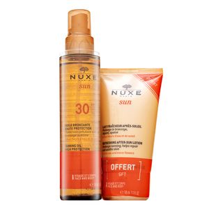 Nuxe Sun Tanning Oil SPF30 150ml + Free After Sun Milk 100ml Sonnenöl für Körper und Gesicht