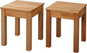 2x Hocker Tomas aus Massivholz in Buche 35x35x45 cm