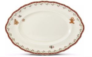 Mísa oválná, 36 cm, perníčky, vánoční porcelán, Leander