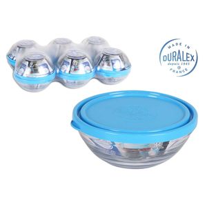 Duralex Freshbox Rond Frischhaltebox mit Deckel, 500ml, Glas, blau, 1 Stück