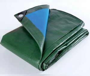 JUNG Abdeckplane Wasserdicht 180g/m² grün 2m x 4m = 8 m², mit Blauer Wendeseite, Reißfest & Wetterfest, Dickes Material, Anhänger Plane mit Ösen