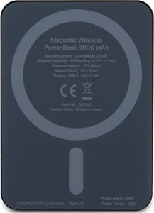 Guess Magsafe 4G Strassed Metal Logo Induktions-Powerbank 5W 3000Mah - Schwarz