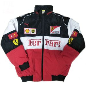 Herren und Damen F1 Ferrari Team Rennanzug bestickte Baumwolle wattierte Jacke XL=L