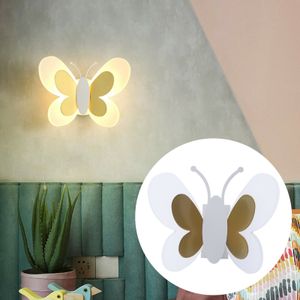 LED Schmetterling Wandleuchte Acryl Kinderzimmer Nachttischlampe Innen Wandlampe Schlafzimmer Wandlicht (Gold+Weiß)
