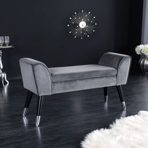 Design Sitzbank SCARLETT 90cm grau silber Samt Design Sitzbank SCARLETT 90cm grau silber Samt