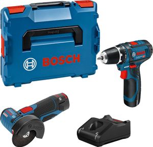 Bosch Combo Kit Set mit 2 12V-Werkzeugen GSR 12V-15 + GWS 12V-76 / 2x 2,0 Ah Akku + Ladegerät in L-Boxx - 0615990N2U