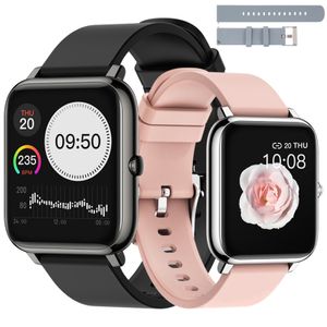 Smartwatch, Bluetooth Touchscreen Fitness Tracker Blutdruckmessung Wasserdicht Android IOS Wasserdicht für Damen Herren + 2 Armbander (1 Paar)