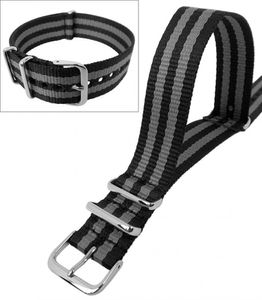 Outdoorband 20mm | ein Perlon-Durchzugsband mit Edelstahlschlaufen, Farbe:schwarz/grau
