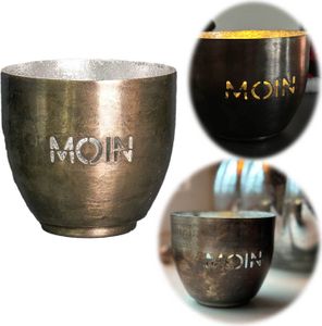LS-LebenStil XL Metall Teelichthalter 10x9cm Moin Silber Kerzenhalter Votivkerzenhalter Windlicht Teelichtständer Teelichter Votivkerzen