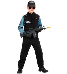Kostüm SWAT schwarz-blau, Groesse:158