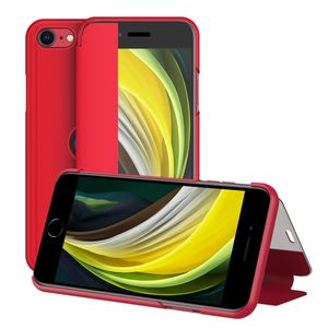 iPhone SE 2020 Hülle, Klapphüllen mit Sichtfenster View Leder Tasche mit Standfunktion Schutzhülle für iPhone SE 2020 Rot