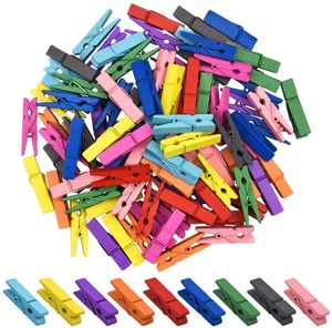 100 Stück Wäscheklammern, Farbig Wäscheklammer Klammern DekoKlammern Holzwäscheklammern Holzklammern Zierklammern für Fotos Fotowand Clothespins DIY Handwerks