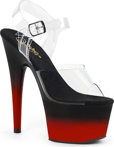 ADORE-708BR-H Pleaser High-Heels Plateausandaletten Farbverlauf horizontal schwarz rot