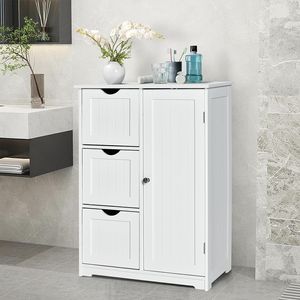 Koupelnová skříňka, samonosná skříňka, koupelnová skříňka, skříňka se zásuvkou, úspora místa, 60 x 30 x 81 cm, 3 barvy (Bílá)