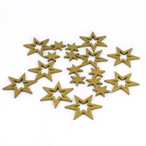 Oblique Unique 18 Holz Sterne Holzdeko Weihnachtsdeko Tischdeko Streudeko für Weihnachten - gold
