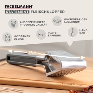 Fackelmann Statement Fleischklopfer aus Aluminium  Fleischhammer mit glatter und rauer Seite  Zum Plattieren von Fleisch & Co.