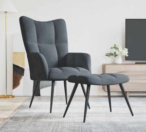 vidaXL Relaxsessel mit Hocker Dunkelgrau Samt vidaXL Relaxsessel mit Hocker Dunkelgrau Samt