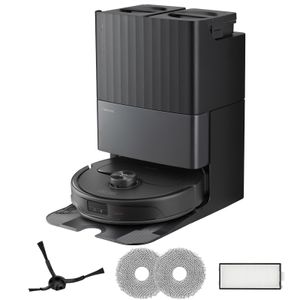 Roborock Qrevo Master 10.000 Pa Saugroboter, All-in-One-Dock, AI-Hindernisvermeidung, inkl. Zubehörsatz (1x Seitenbürste, 2x Mopp, 1x Filter)Schwarz