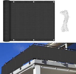 UISEBRT Balkon Sichtschutz 90 X 600 cm Balkonabdeckung Balkonumspannungen Balkonsichtschutz Balkonverkleidung UV-Schutz HDPE Garten Anthrazit