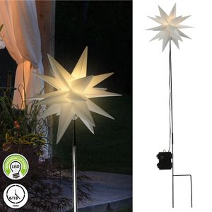 LED Gartenstecker 3D Stern faltbar Ø25cmxH90cm weiß Outdoorbeleuchtung Timerfunktion Weihnachtsbleuchtung Zackenstern
