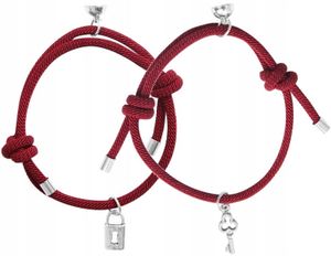 Magnetische Armbänder - Verbindende Eleganz - Paare - Freundschaft - Nicht-Edelmetall - Anziehungskraft - Modell N127 - Leuchtendes Rot