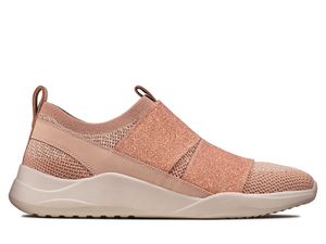 Clarks Sift Slip Damen beige und rosa Leder Slip-on Schuhe 35,5