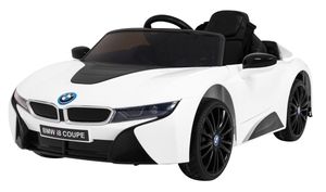 Bmw I8 Lift Battery Car White + diaľkové ovládanie + pomalý štart + bezpečnostné pásy 3 ks + Mp3 Usb + Led