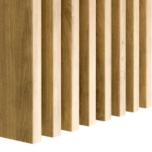 Klemp Freistehende Trennwand aus MDF-Holzpaneelen, 10 Lamellen-Leisten je 2,2 x 7 x 275 cm im Set, 10 Stück LA703 Eiche natur