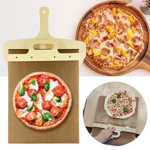 Schiebe-Pizzaschieber für super einfaches Umfüllen von Pizzateig, antihaftbeschichtete Pizzaschaufel mit Griff, magischer Pizzaschaufel für Öfen-M