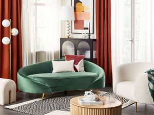 BELIANI Sofa Grün Samtstoff 3-Sitzer Oval Gebogen Dicke Polsterung mit Metallfüßen Gold Freistehend Retro Glamourös für Wohnzimmer Salon Flur Diele