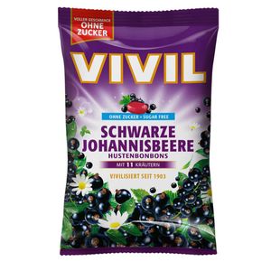 Vivil owocowe cukierki na kaszel czarna porzeczka bez cukru 120g