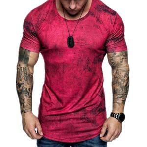 Batik-T-Shirt Für Herren Mit Rundhalsausschnitt Für Workout Und Fitness,Farbe: Rot,Größe:L