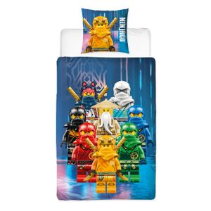 Bettwäsche Lego Ninjago Team Power, 135x200 + 80x80 cm, episch und farbenfroh, Geschenk für Jungen und Mädchen
