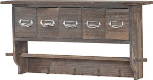 Kuchynský regál HWC-C49, regál pre domácnosť, vintage s 5 zásuvkami 32x65x13cm ~ hnedý