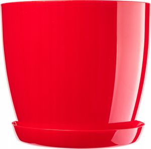 KADAX Doniczka z Podstawką Plastikowa Osłonka Donica 23cm Czerwona Kwiaty Kadax