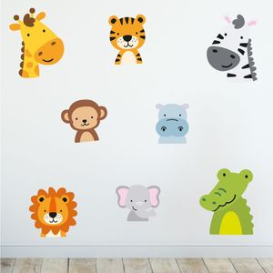 Buntes Tiere Baby Wandtattoo-Set: Wildtiermotive für Kinderzimmer