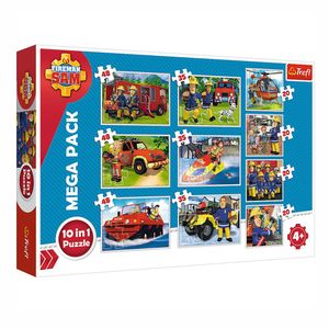 Mega Puzzle Box | Feuerwehrmann Sam | 10 in 1 Puzzle | 20, 35 und 48 Teile