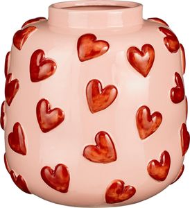 Mica Decorations Hearts Vase - H28 x Ø29 cm - Keramik - Rot, Rosa