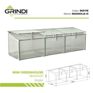 Grindi - Gewächshaus aus Polycarbonat - 120x51x51 - dreifach