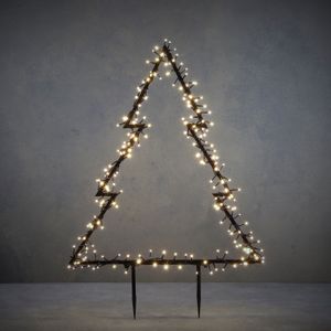 Luca Lighting Garden d'Light Weihnachtsbaum Gartenstecker mit 225 klassisch-weißer LED-Lämpchen - L72 x H100 cm - Schwarz