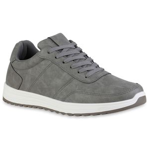 VAN HILL Herren Sneakerlow Flach Profilsohle Bequem Schuhe 840417, Farbe: Grau, Größe: 42
