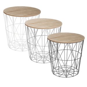 Atmosphera Créateur d'intérieur Korbtisch Kumi Metall MDF-Platte schwarz braun 41 cm x 40 cm