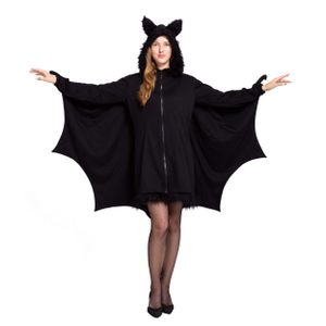 Vampirkostüme Damen Schwarz, Fledermaus Reißverschluss Hoodie, Vampirkostüme für Erwachsene, Größe XL