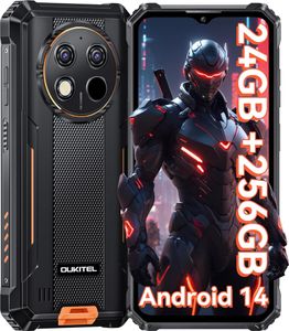OUKITEL G1 Android 14 Outdoor Smartphone Ohne Vertrag -10600mAh 24GB+256GB 6,52 Zoll 48MP Dual SIM 4G Handy IP68/NFC/OTG/GPS/Face ID - Orange