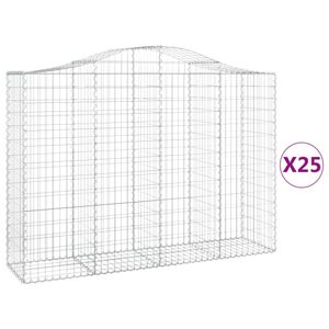 vidaXL Gabionen mit Hochbogen 25Stk. 200x50x140/160cm Verzinktes Eisen